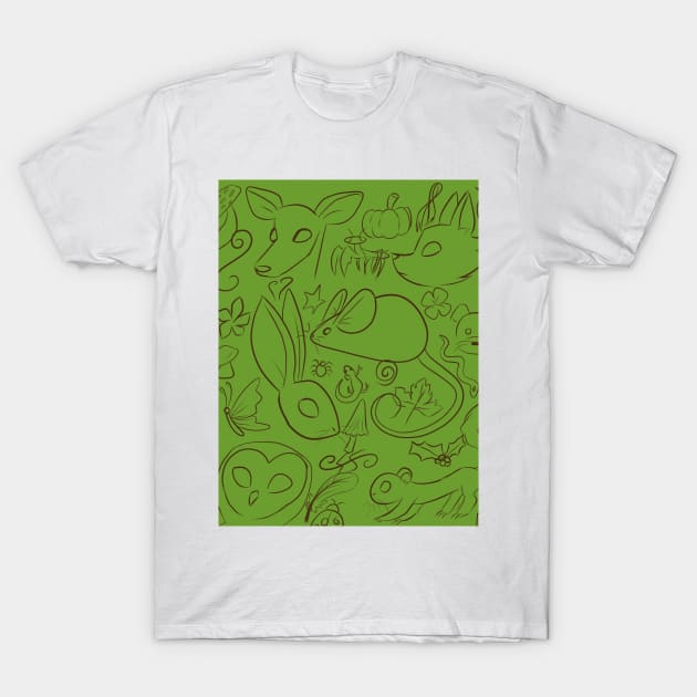 Woodland Creatures doodles T-Shirt by chronicallycrafting